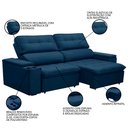 Ver imagem 3 de Sofá Retrátil Reclinável 3 Lugares 230cm Ginevra F05 Veludo Azul - Mpozenato