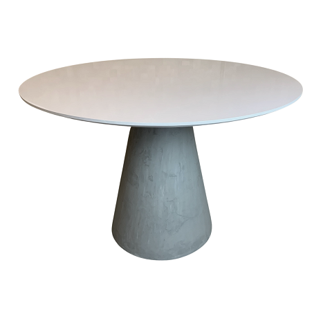 Mesa de Jantar Cone Cimento Queimado 160cm Tampo Laqueado Branco - Branco