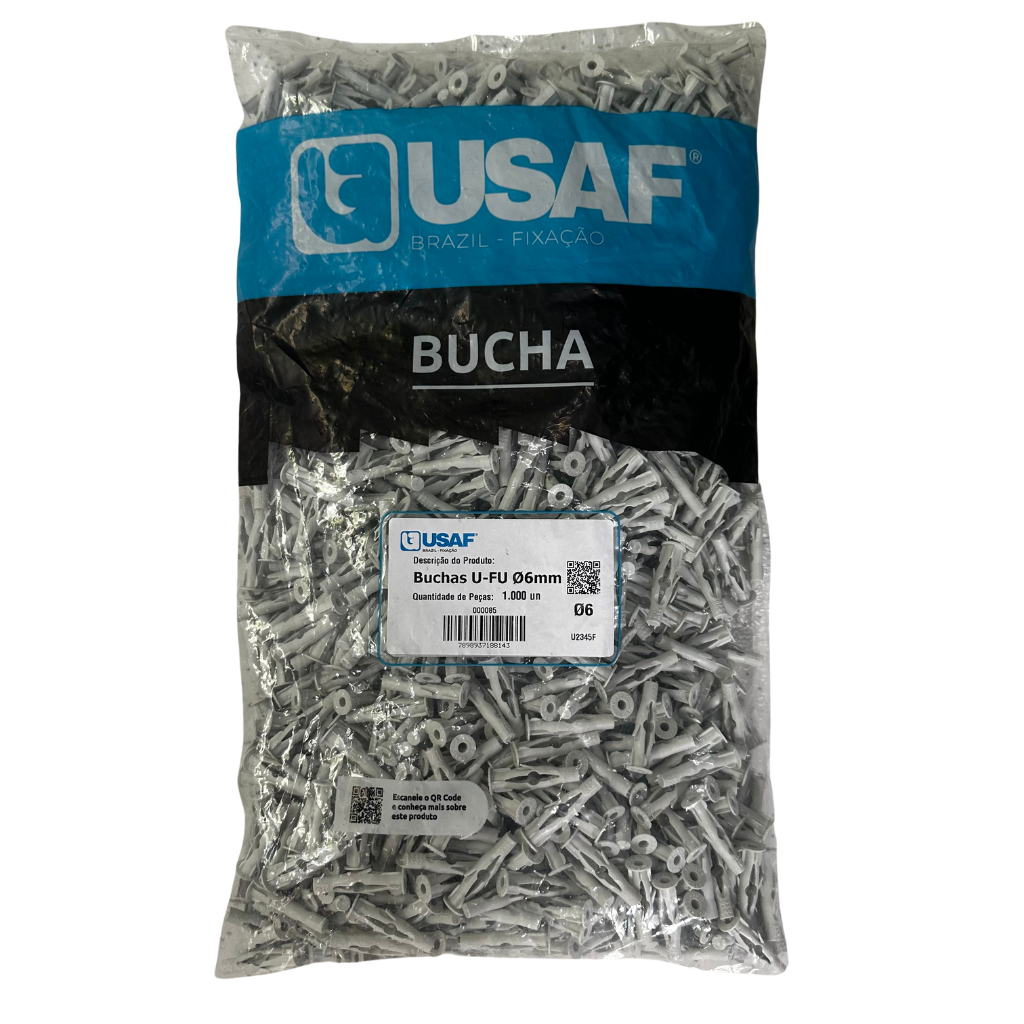 Bucha Ufu 6mm para Tijolo Furado Usaf - Pacote com 1000 Unidades - 5