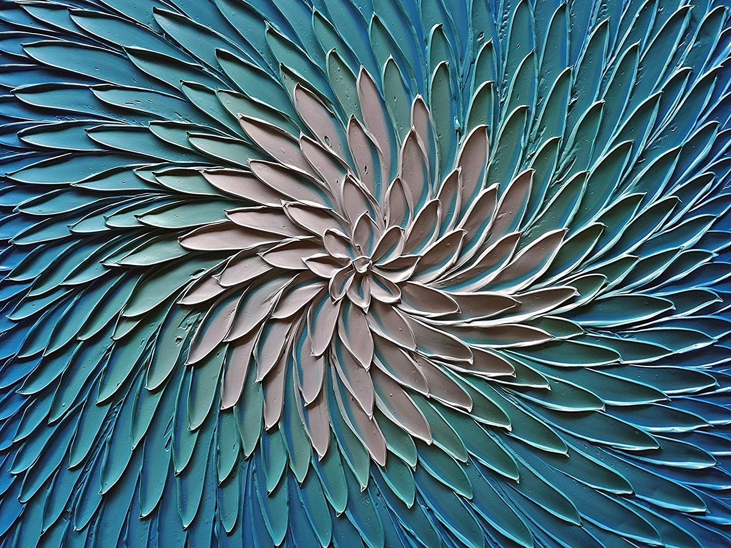 Quadro Pintura Tela finala branco óleo azul 5202: 80cm (A) x 80	cm (L) - 3