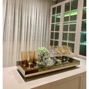 Bandeja Grande Espelhada Bronze Aparador Sala 60x30
