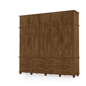 Guarda Roupas Berlim 100% Mdf C/ 10 Portas 12 Gavetas Pés Madeira - Luapa - Malbec