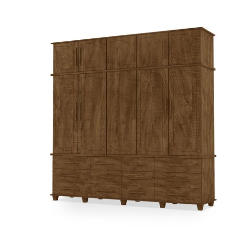 Guarda Roupas Berlim 100% Mdf C/ 10 Portas 12 Gavetas Pés Madeira - Luapa - Malbec