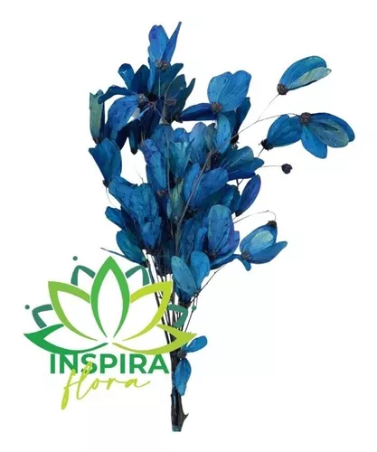 Flor de Magnólia no Galho Folha Azul Arranjo Decoração - 3