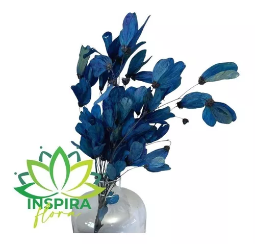 Flor de Magnólia no Galho Folha Azul Arranjo Decoração - 4