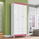 Ver imagem 2 de Guarda Roupa Infantil 3 Portas 2 Gavetas Branco Flex para Quarto de Bebê
