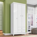 Ver imagem 1 de Guarda Roupa Infantil 3 Portas 2 Gavetas Branco Flex para Quarto de Bebê