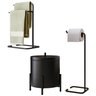 Kit Porta Toalha Papeleira Lixeira 6 L Lovell Lavabo Preto Dhom - 1