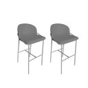 Ver imagem 1 de Kit 2 Banquetas Alta Bancada Base Ferro Champanhe Jbv Móveis: Cinza
