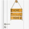 Placa Decorativa Estampa Madeira Home Sweet Home E Raminho Com Corda Sisal 40X25Cm - 1