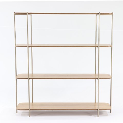 Estante Paris Nacional Móveis 140 Cm (largura) Base Metal Champanhe com Madeira de Cinamomo Amê