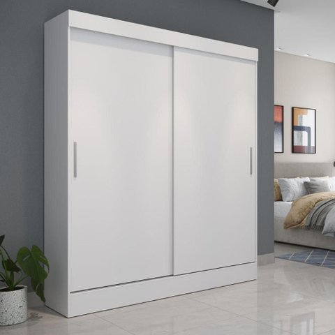 Guarda Roupa Solteiro 2 Portas de Correr 135cm Orazio Branco Fosco - Província