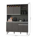 Ver imagem 3 de Cozinha Compacta 6 Portas 1 Gaveta 130cm Alice Ajl Móveis:cinza