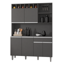 Ver imagem 1 de Cozinha Compacta 6 Portas 1 Gaveta 130cm Alice Ajl Móveis:cinza