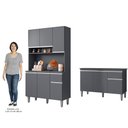 Ver imagem 4 de Cozinha Compacta Márcia e Balcão Gabinete com Tampo Tatiane 120cm Cinza - AJL Móveis
