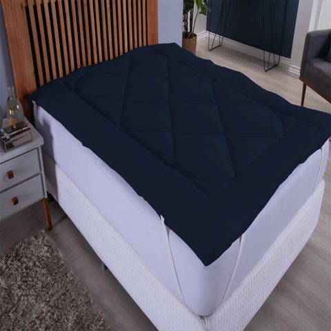 Pillow Top Extra Macio para Colchão King Size de 1,93 X 2,03 até 0,50cm de Altura. Cor Marinho