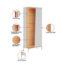 Ver imagem 2 de Cristaleira Porta de Vidro 73cm Pés Metálicos Sofy com LED Off White/Freijo C04 - D'Rossi