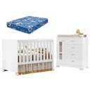 Ver imagem 1 de Berço Americano e Cômoda Infantil Katatau Branco Acetinado com Colchão Ortobom ? Reller