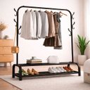 Ver imagem 2 de Arara de Roupas Metal Simples com Sapateiro Duplo Preto Dy-dc112