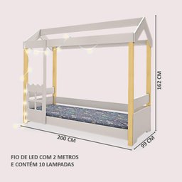 Cama Montessoriana Solteiro com LED Laura Branco - 4