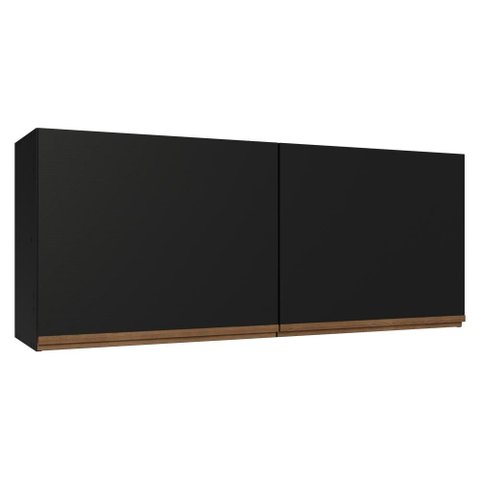 Armário Aéreo de Cozinha com 2 Portas 120 cm Preto Pieta Madesa