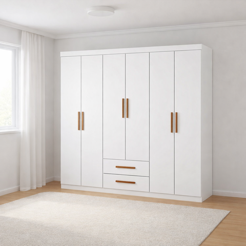 Guarda Roupa com 6 Portas 2 Gavetas Platinum -grand Line