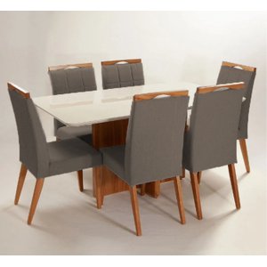Mesa de jantar + 6 cadeiras Paris Tampo Atenas 180 cm A 10