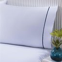 Ver imagem 3 de Jogo de Cama 100% Algodão Percal 150 Fios Solteiro Gran Moratta 2 Peças - Branco e Detalhe Azul