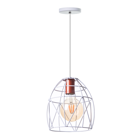 Lustre Pendente Aramado Bala 23 Cm Decorações Cor: Branco