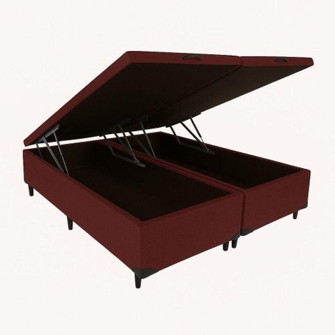Cama Box Baú Queen Bipartido Vermelho 42x158x198