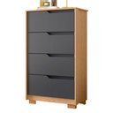 Ver imagem 4 de Guarda Roupa Solteiro Frizatto 02 Portas de Correr e Cômoda Sole Flex Freijo Titanium - Móveis Albat