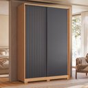 Ver imagem 5 de Guarda Roupa Solteiro Frizatto 02 Portas de Correr e Cômoda Sole Flex Freijo Titanium - Móveis Albat