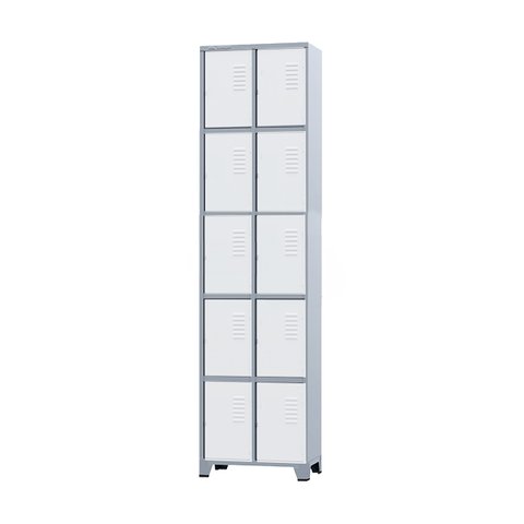 Armário Roupeiro de Aço 10 Portas para Vestiário Branco com Chave