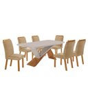 Ver imagem 2 de Conjunto Sala de Jantar Texas 6 Cadeiras Athenas MDF 180x90cm Off White Turim / Naturalle