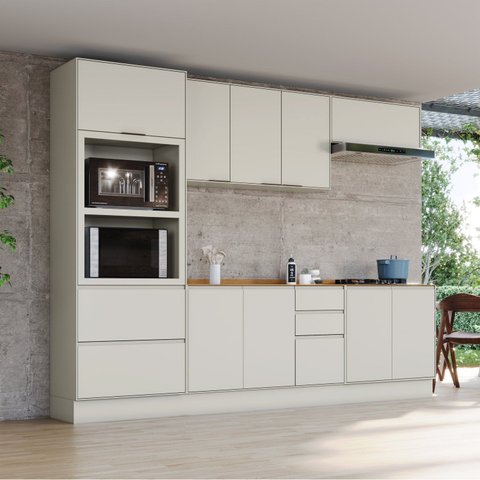 Cozinha Compacta 5 Peças 100% MDF com Torre Quente e Tampo para Cooktop Fineze