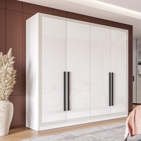 Guarda Roupa Casal 161,2cm com 4 Portas e 4 Gavetas 240833 Valência Politorno Móveis