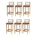 Ver imagem 2 de Kit 6 Banquetas Estofada em Linho Encosto Palhinha Bruna:mel com Linho Marrom