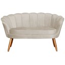 Ver imagem 2 de Namoradeira Estofada Decorativa Para Recepção Pétala Veludo Bege - LM DECOR