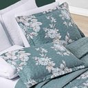 Ver imagem 2 de Kit Cobre Leito Colcha Celi Casal Padrão Dupla Face Micropercal 200 Fios 3 Peças - Verde Floral
