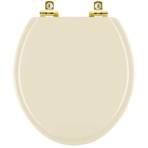 Assento Sanitário Soft Close Izy Creme para Vaso Deca com Ferragem Dourada