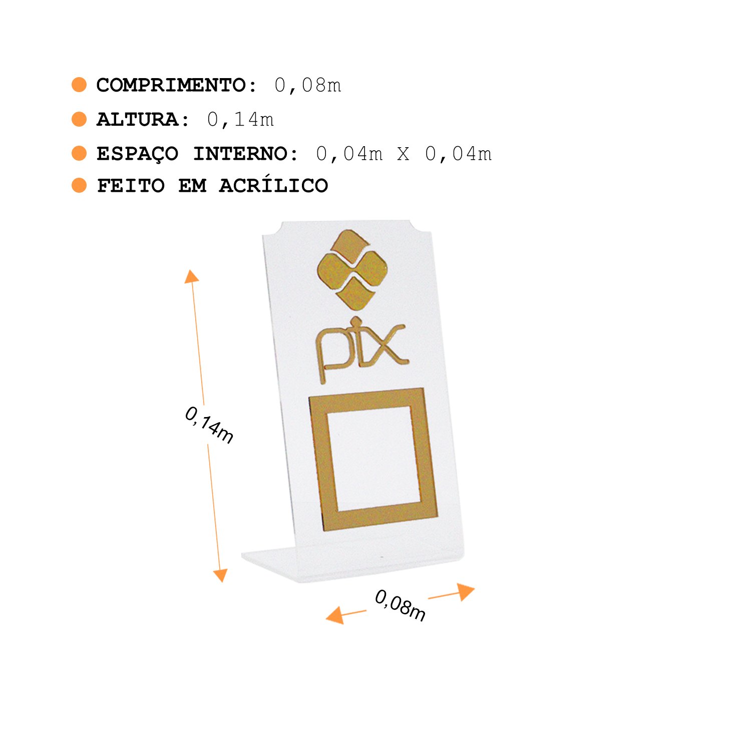 Expositor Qr Code Pix - Cristal com Dourado - 3