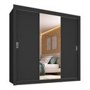 Ver imagem 2 de Guarda-roupa Casal Multimóveis Barcelona 3 Portas de Correr com Espelho Cr35402 Preto