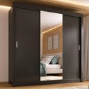 Ver imagem 1 de Guarda-roupa Casal Multimóveis Barcelona 3 Portas de Correr com Espelho Cr35402 Preto