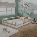 Ver imagem 2 de Cama Infantil Montessoriana Casal Tigus Cauã 100% em MDF Branco/Amadeirado