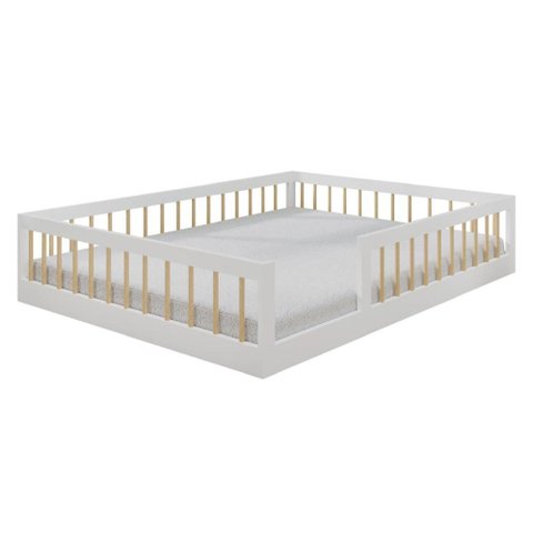 Cama Infantil Montessoriana Casal Tigus Cauã 100% em MDF Branco/Amadeirado