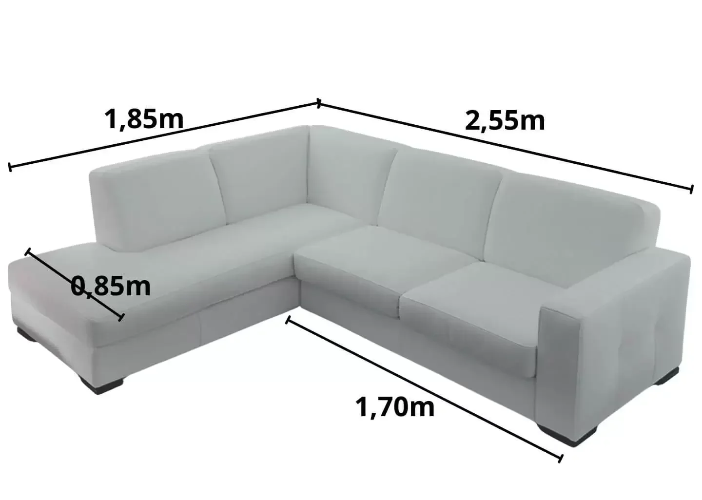 Ver imagem 2 de Sofá de Canto em L, 5 Lugares, Revestimento em couro sintético - ENZ005:esquerdo