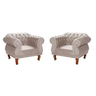 Kit 2 Poltronas Chesterfield Elisabeth Capitonê SALA/RECEPÇÃO/BARBEARIA Suede Nude - 1