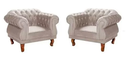 Ver imagem 1 de Kit 2 Poltronas Chesterfield Elisabeth Capitonê SALA/RECEPÇÃO/BARBEARIA Suede Nude