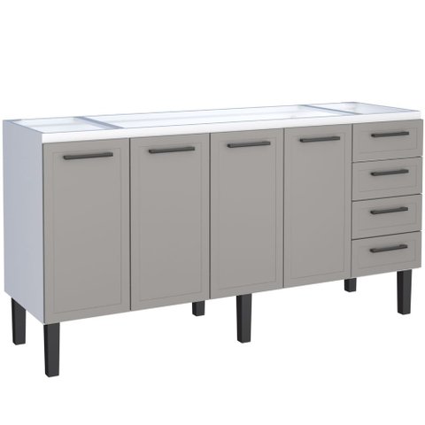 Gabinete para Cozinha Aço Juno 1,92m Cinza para Pia de 2,00m - P101226 - Cozimax Gabinete Aço Juno C