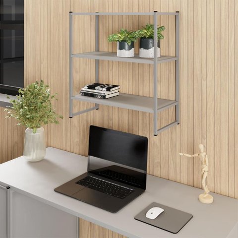 Nicho Aéreo Industrial 63cm X 66cm 3 Prateleiras F5 Office Cor:cinza